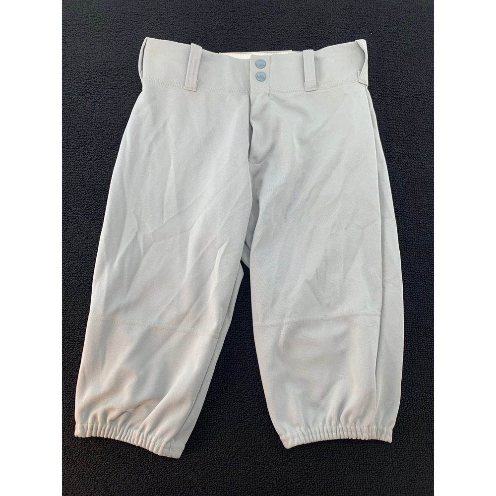 Athletic Baseball Pants Youth Gray Elastic‎ Waist Belt loops size L